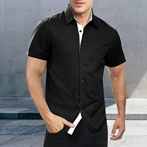2023 New Summer Summer LapeL Color Comparando botões de manga curta masculina camisa casual da moda para homens para