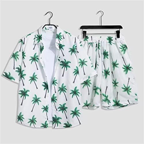 Masculino de 2 peças de verão masculino de camisa floral masculina definir botão casual para baixo de manga curta e shorts set homens