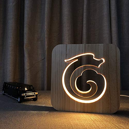 XDG Dragon 3D Lâmpada de madeira Led Night Light Home Room Decoração Lâmpadas de mesa criativas para presentes