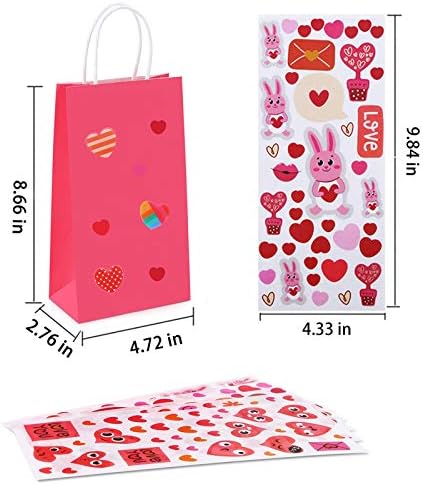 Nexmint 8.6 '' Red Gift Paper Sacos com alças e adesivos criativos de bricolage, sacos de favor da festa de 12pcs e sacos de guloseimas para aniversários, chá de bebê, dia das mães, dia de maio