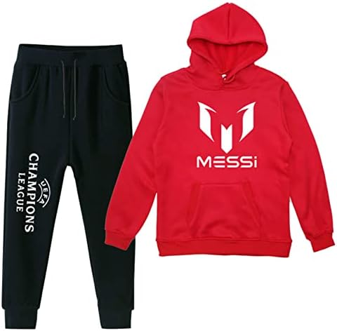 Leeorz Boys Fleece Pullover Hoodie Lionel Messi Sweatshirt and Rogging Sets Casual Sweatshirt Casual com bolsos