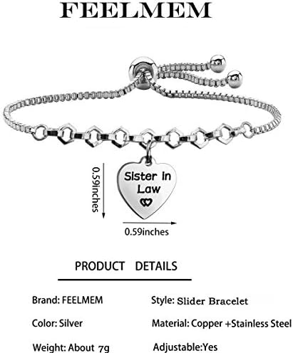 FeelMem, cunhada de presente de cunhada Bracelet Bracelet Bracelet Brange-Irmã do Groom Gift- Brides damaid Gift-