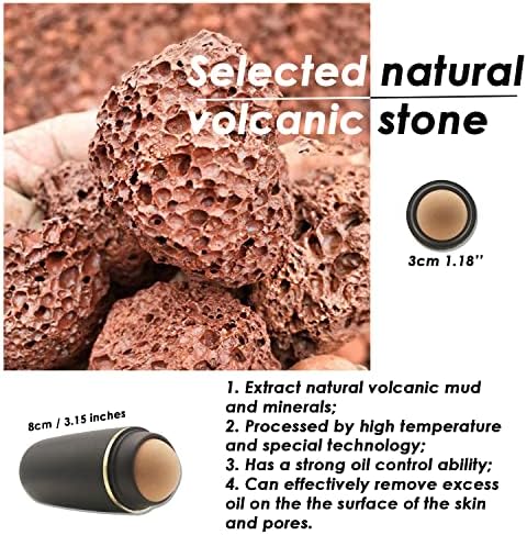 LazzyBeauty Oil absorvendo rolo vulcânico, bolas rolantes vulcânicas de 5pcs para rosto, rolo de face de pedra vulcânica,