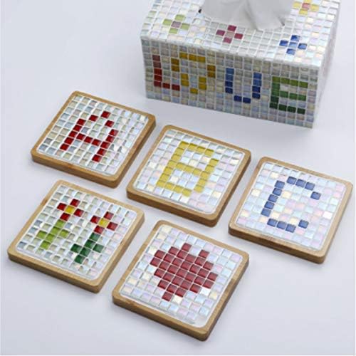 Bestteam Mixed Color Crystal Mosaic Tiles, Mosaico de vidro quadrado 200pcs/bolsa Tiles de vidro para fornecedores de artesanato de bricolage Mosaico de laser Mosaico de Mosaico