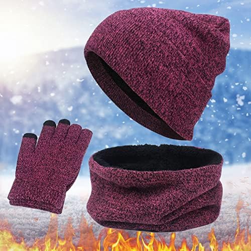 Luvas de cachecol de chapéu quente de inverno conjuntos de pescoço desleal mais quente Luvas de toques de lã de lã de lã de lã para
