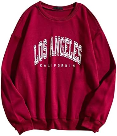 Zpervoba moletom de tamanho grande para mulheres Los Angeles California Print Print Graphic Sweatshirts Crewneck Hoodies