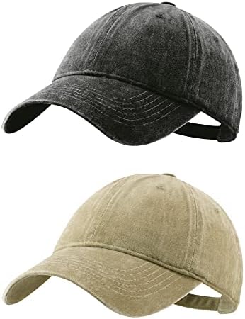 Vodiore 2 Pack Vintage Capinho de beisebol vintage Hat de beisebol unissex Chapéus de pai ajustável para homens