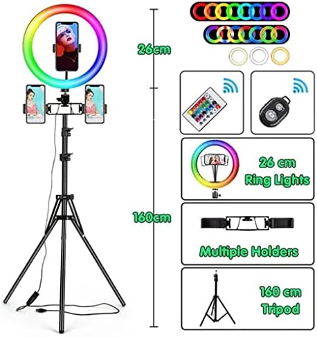 Slsfjlkj 10 polegadas RGB Ring Light com remoto LED Photograpic Ring Light Selfie Tripé com Stand