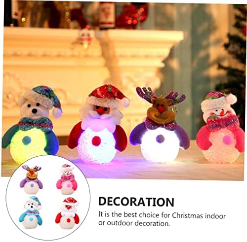 Toyvian 4pcs Luzes de Natal Decoração de Natal Desk Topper House Decorações para casa Presente de Natal Lâmpada de mesa de natal Lâmpada de neve iluminada Figuras de Natal Pingente de lâmpada noturna de Natal