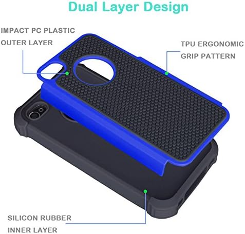 Jeylly iPhone 4S Case, iPhone 4, Choque, absorção de plástico rígido Externo + Borracha Silicone Interior Defensor de pára