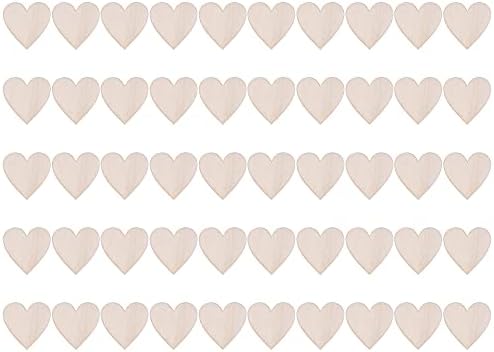 50pcs corações de madeira, discos em branco em forma de coração em forma de coração, corações de madeira inacabados para artesanato,