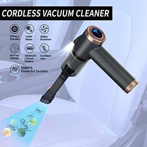 Coslake Tesla aspirador de pó, pó de pó de carro Limpador sem fio para modelo S/3/X/Y, Mini Vacuum portátil 9000PA, Acessórios Tesla, Mão recarregável portátil 90 ° Vacor dobrável para carro