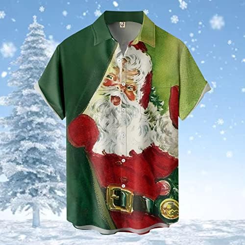 ZDDO Christmas Mens Button Down Down Diretas de manga curta engraçada Xmas Santa Claus Hawaiian Cirche Party Graphic Bowling Shirts