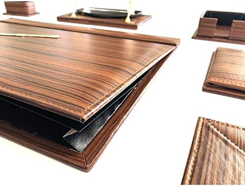 JFGJL Office Pad Pad Wood Look Holder Document Organizer, Coasters, Ballpoin & Fountain Pen