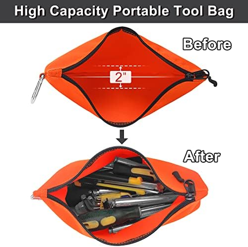 6 bolsas de ferramenta de embalagem bolsas de zíper, bolsa de ferramentas para serviços pesados ​​com carabiner, bolsas de bolsa multiuso com zíperes duráveis ​​confiáveis, 12,5 x 7 x 2 polegadas