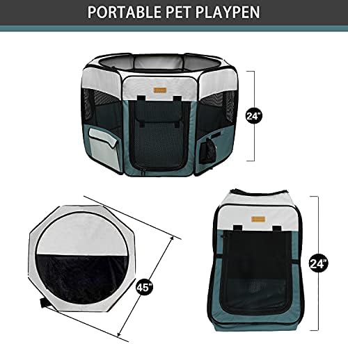 Akinerri Dog Playpen, canil de pet de filhote dobrável com capa de sombra de malha removível, Playpen portátil para
