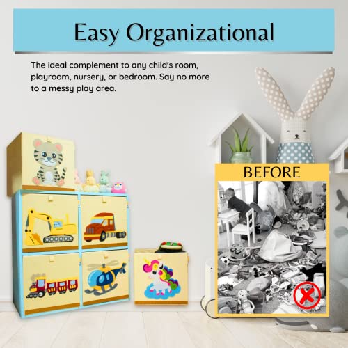 Produto 4 Crianças - Cubo de armazenamento de caixa de brinquedos laváveis, organizador de peito de brinquedo de lona