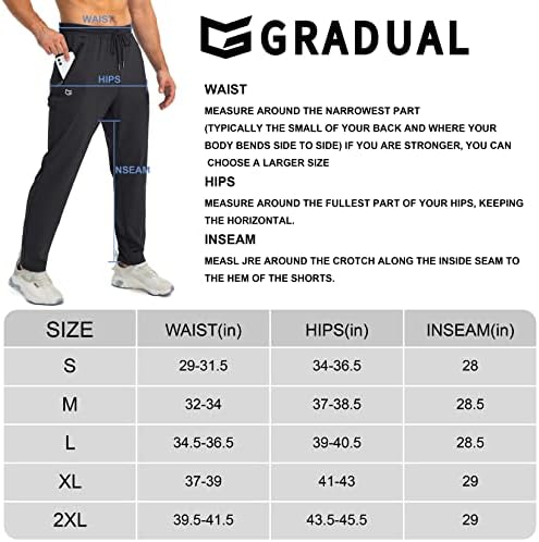 G Gradual Men's Sweats com zíper bolsos cônicos de cônjuge para calças atléticas para homens para treino, corrida, corrida