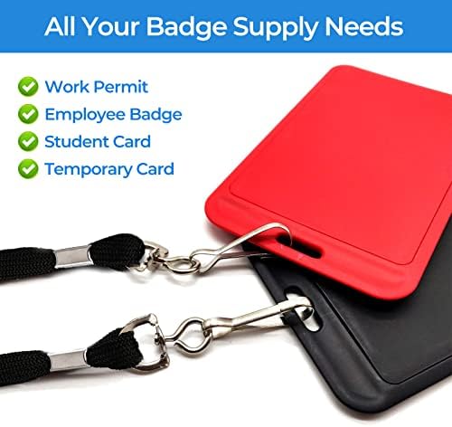 Misturos de cordão preto de 50 PCs para ID Badges Straps com gancho de metal giratório para titular de cartões de identificação, escritório,