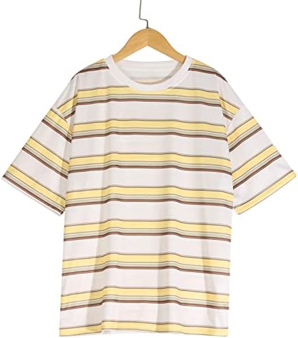 Camisetas de tamanho grande para manga curta masculina listrada tingra de tinta redonda de pescoço redondo camisetas camisetas blusas tops