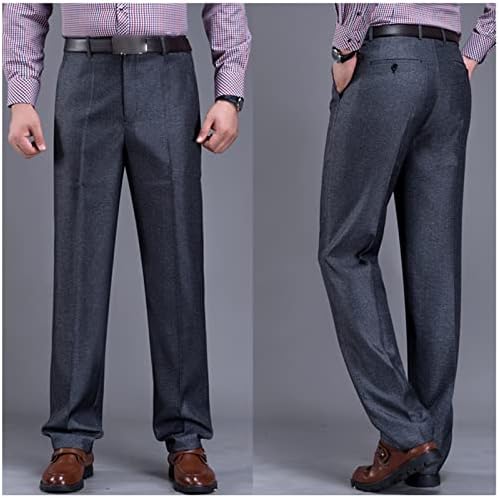 Calça de cintura alta básica da cintura masculina FIT FIT CONFORTO CONFIZADO CHAKI PONTES LUZ Business Business Solid Cor simples