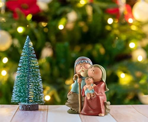 Família natividade em miniatura - Joseph com Maria segurando Jesus recém -nascido, Sagrada Família Figurinador de Natal