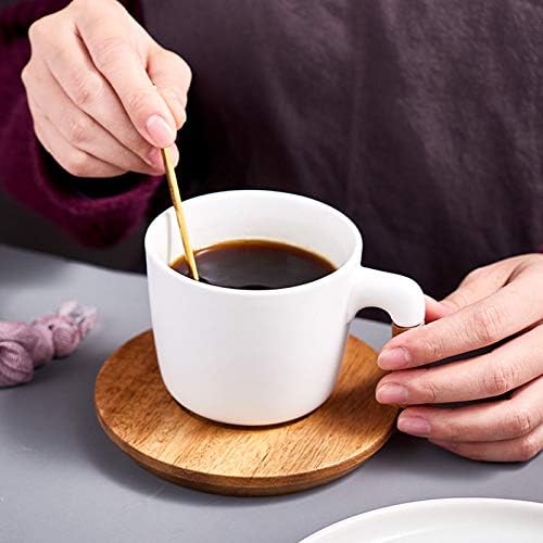 Caneca de caneca Latte Coffeea de café com chá fosco com pires de madeira e manusear copo de café e pires de café exquipero