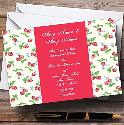 O card zoo Strawberry Pink Vintage Tea Engagement Party Convites personalizados