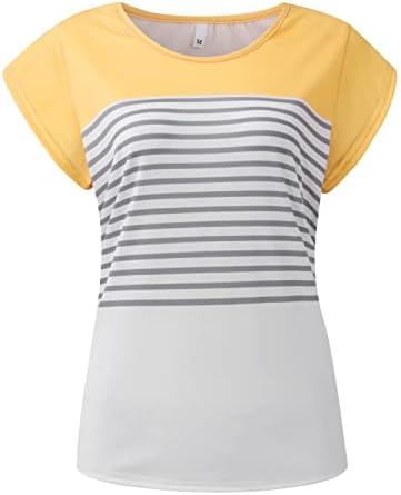 Camisas gráficas do Bloco de Color Block para Mulheres Summer Summer outono Sleeseless Mergulhando decote listrado Tops T Camisetas Girls 2023