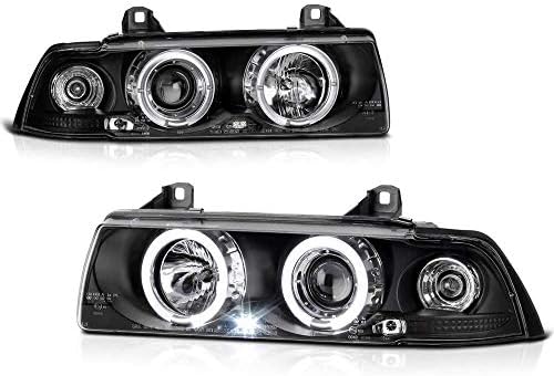 ZMAUTOPARTS PARA BMW E36 3SERIES 2DR HALO HALO LED FARÇONS LAMPLES BLACK BLACK