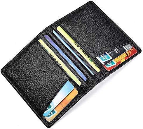 Carteira de bolso dianteiro minimalista - carteira bifold slim para homens mulheres, titular do cartão de crédito com janela de identificação - preto
