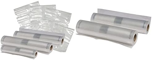 NESCO VS-07V Variety Variety Pack, combinação de bolsas/roll, Clear & VS-03R, duas sacolas de 8 x 20, seladores de vácuo