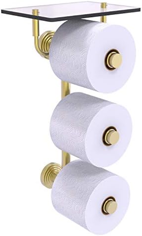 Allied Brass WP-35-3VS Waverly Place Coleção 3 Roll Glass Helfelet Papel Holder, Satin Brass