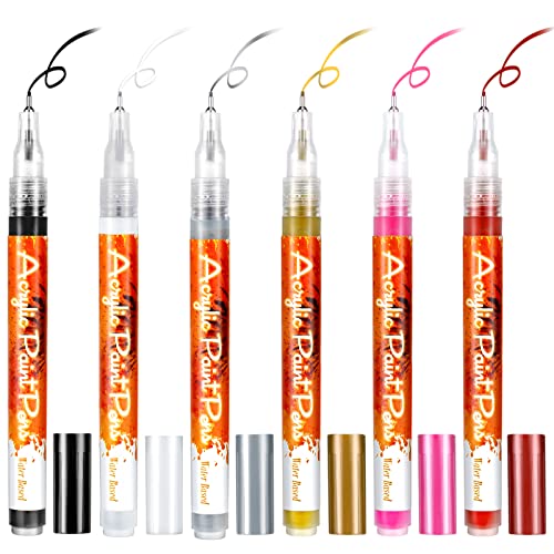 6 peças Marcador de caneta de caneta de arte 6 cores pintura de unha caneta desenho de unhas desenho de graffiti