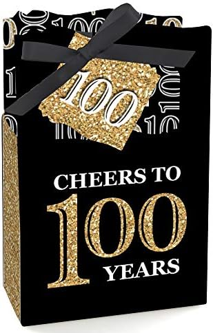 Big Dot of Happiness Adult 100th Birthday - Gold - Party Fest Favor Caixas - Conjunto de 12