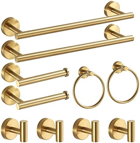 Conjunto de hardware do banheiro Hinmood Conjunto de toalhas de ouro de ouro 10pcs Aço inoxidável 16 '