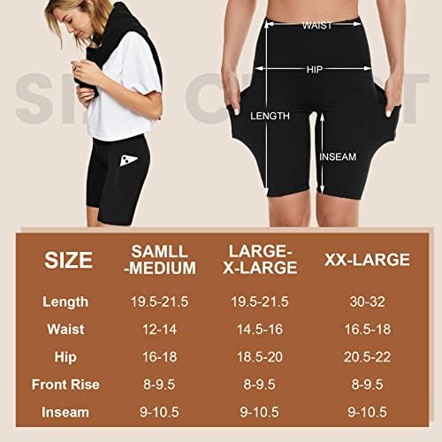 Gayhay 3 pacote shorts de motociclista com bolsos para mulheres - 8 de shorts de moto de cintura alta para ginásio de corrida