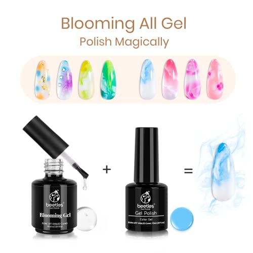 Gel de unhas de besouros Blooming 15ml Clear UV LED LED Blossom Gel Polish Diy Nail Art Design Manicure com 2 em 1 cola de unha e kit