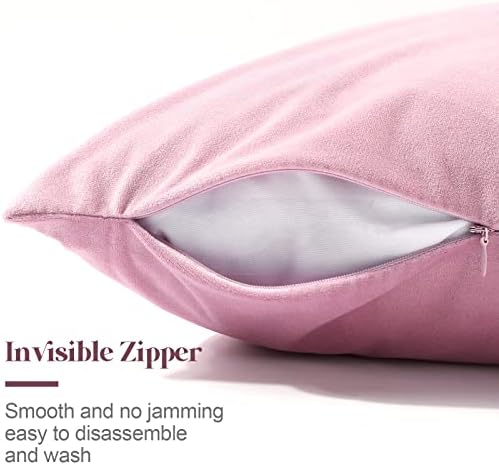Moukeren Conjunto de capas de travesseiro de 4 arremessos, tampas de travesseiro de arremesso decorativo de veludo rosa quente