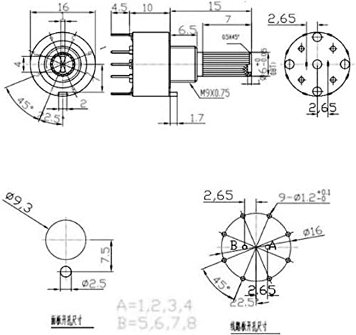 Codificador de interruptor 100pcs sr16 plástico de 16 mm com interruptor rotativo 2 pólo 3 4 posição 1 pólo 5 6 8 Posição comprimento