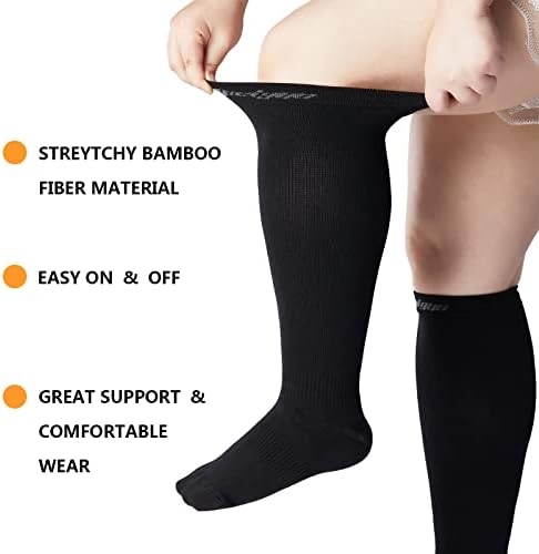 Meias de compressão de Hgrtyxs para homens, meias de compressão de plus size homens mulheres, meias de compressão de bezerro largas suportam meias, meias de joelho altas de 20 a 30 mmhg na coxa até 4xl.comsiness meias