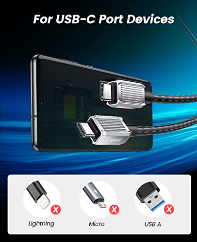 ORICO 60W USB C TO CABO DE USB C, NYLON TIPO C CARRO DE CABELO DE CABELO FASTO COMPATÍVEL com MacBook Air/Pro, iPad Pro 212.9/11/Air/Mini,