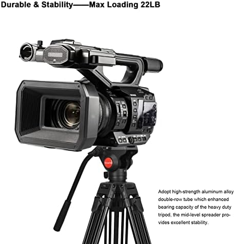 Câmera de vídeo pesado Câmera de tripé Drag pan de arrasto Cabeça Ytvariw Cabeça de fluido de tripé com parafusos de 1/4 ”e