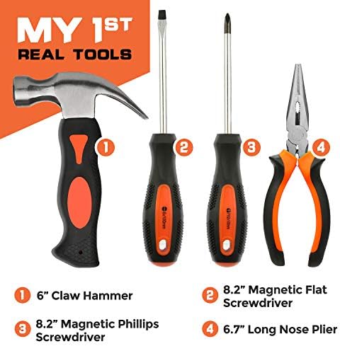 Incly 18pcs Conjunto de ferramentas para as mãos infantis, conjunto de ferramentas do construtor de meninos com ferramentas