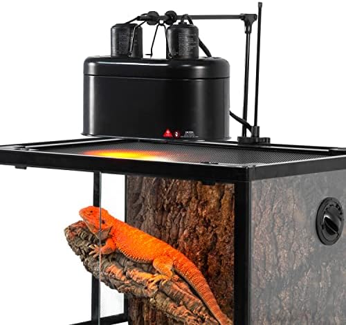 Reptizoo Dual Reptile Lamp Frept para o kit de iluminação de calor de répteis inclui 100W Full Spectrum UVA UVB Reptile Sun Lamp & 100W Cerâmica Emissor de calor por infravermelho de cerâmica