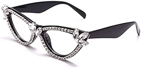 Bullabulling Sparkling Crystal Retro Frame Cat Eye Bling Rhinestone Reading Glasses