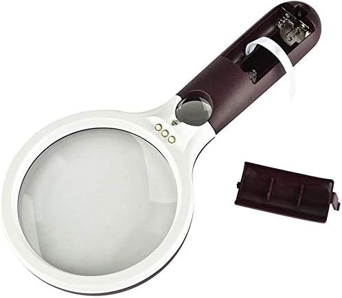 Os óculos de lupa tonpop Vision auxilia com a lupa portátil de 4x portátil LED HD LED HD, livros de leitura iluminados,