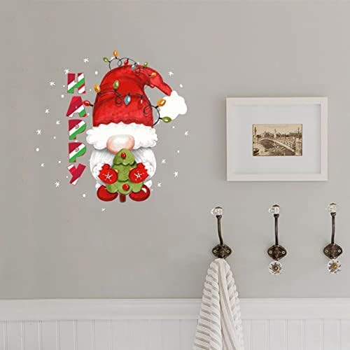 Gnome de Natal Adesivo de janela feliz, decalque de Natal, adesivos de parede de vinil, decalques de parede de inverno, adesivo