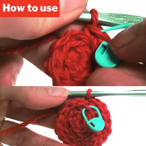 Marcadores de costura para crochê - marcadores de ponto de crochê de 50pcs para tricô de fios e artesanato DIY | Pinos de crochê de plástico leves com 8 cores variadas | Bloqueio durável e fácil