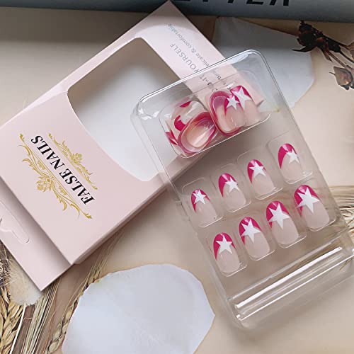 Pressione oval nas unhas curtas | Médio, cola em unhas para mulheres, unhas falsas rosa com cola de unhas brilho em unhas falsas